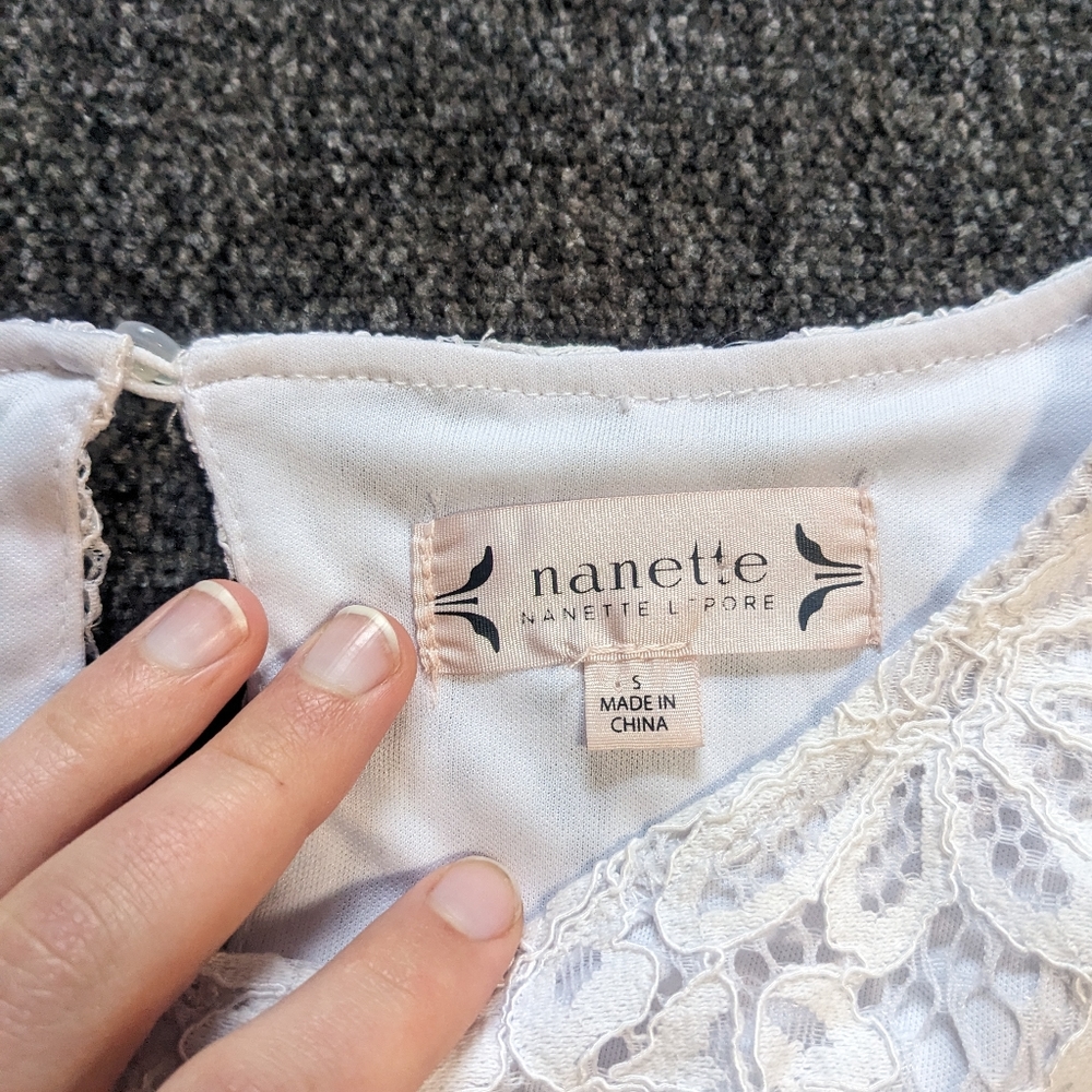 Nanette Brilliant White Ruffle Sleeve Floral Lace Blouse - Picture 7 of 10